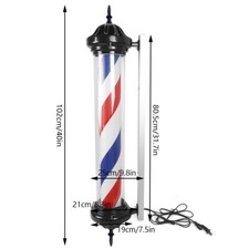 40" Outdoor Barber Shop Pole Rotating Light Hair Salon Sign Illuminated Light