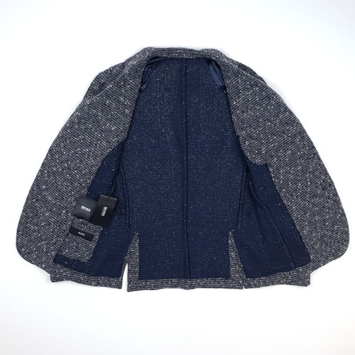 Hugo Boss Blazer Jacket 38R 48 Slim Sports Coat Chunky Knit Mesh Nold Navy Blue - Picture 10 of 20