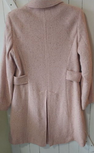 Herbst Winter Mantel Damen Zweireiher Rosa Tweed Wolle Langmantel - Bild 11 von 13