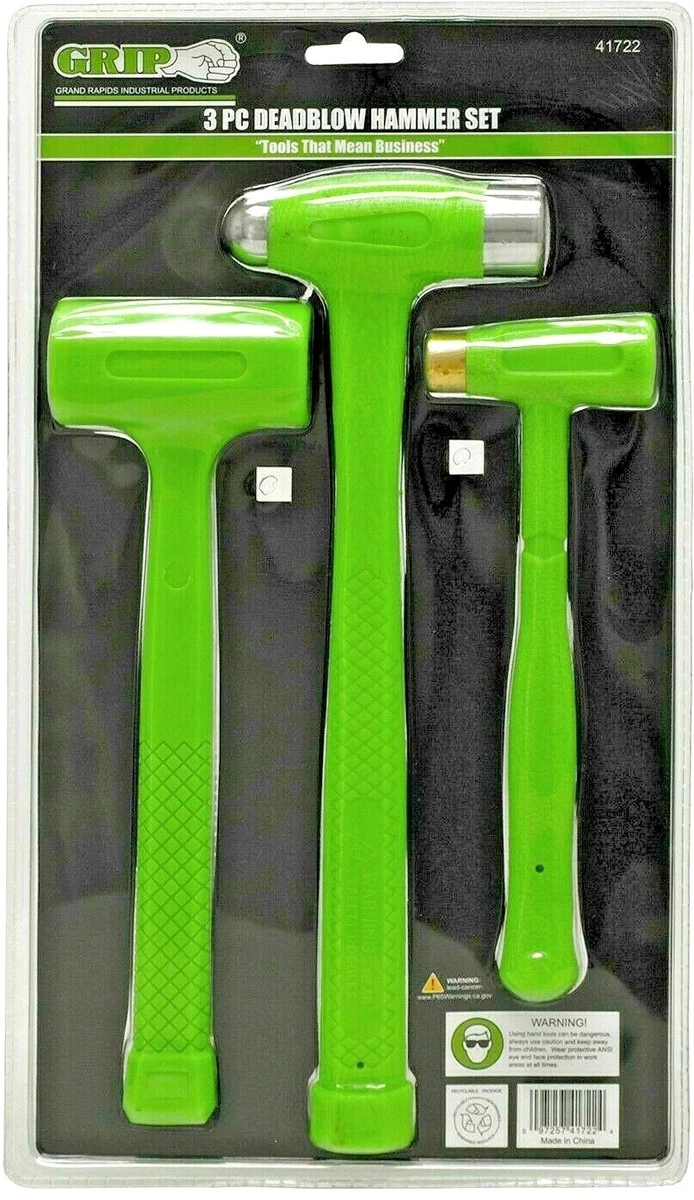 3 Piece Shot Filled Dead Blow Hammer Set Brass Ball Peen Deadblow