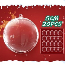 100PCS Clear Plastic Balls Christmas Baubles Sphere Fillable Xmas Tree Ornament