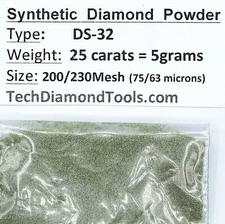 TechDiamondTools Diamond Powder 200 Grit 75-63 Microns, 25 cts = 5 Grams