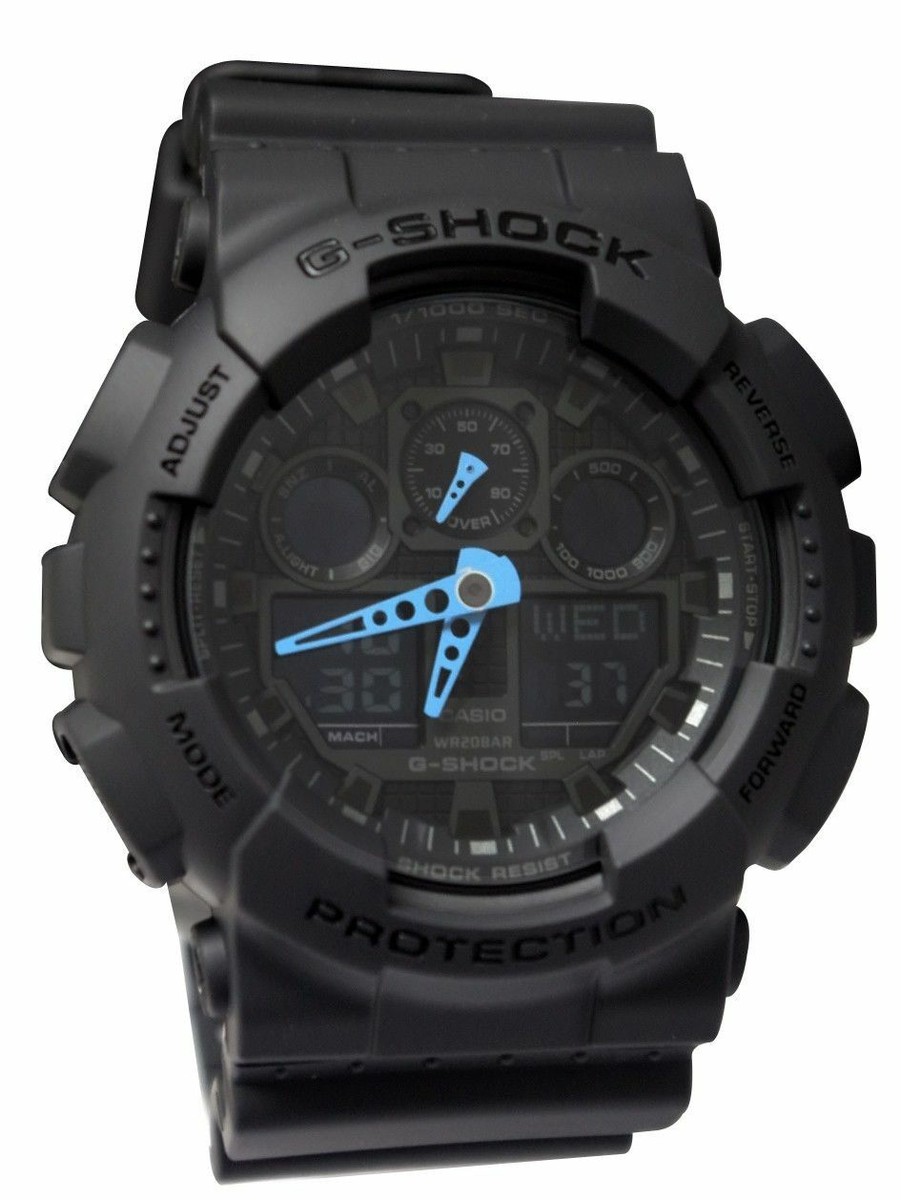 New G-Shock GA100C-8A Men's Analog Digital X Large Dark Grey/ Neon