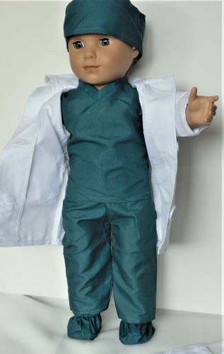 Coat Scrubs Cap Mask Shoe Cover For 18 in American Girl Logan Boy Doll Clothes - Picture 4 of 6