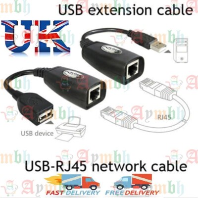 USB 2.0 zu CAT5 CAT5e CAT6 RJ45 LAN Modem Verlängerung Adapter Kabel Konverter UK 
