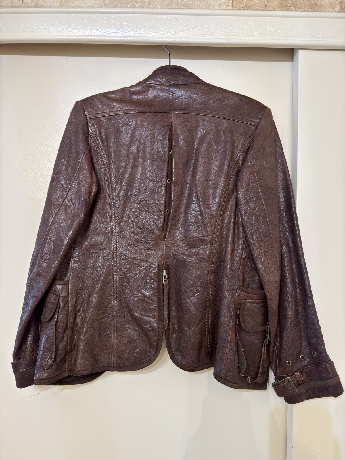 Ottimo Brown Leather Jacket With Pockets Zipper A… - image 3