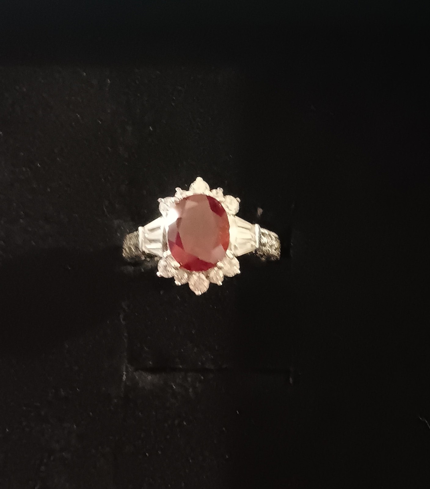 sterling silver red ruby  and white topaz ring si… - image 2