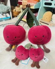 Jellycat Amuseables Cherries Plush Keychain - Cute Bag Charm Toy Gift - NWT 2026