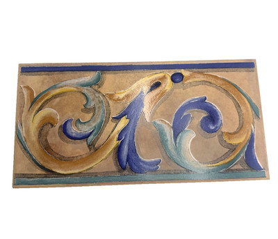Plaza Ceramic Gres Monococcion Tile Multicolor Scroll Pattern Spain 6.5x13 #2