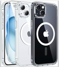 Clear Magnetic Slim Shockproof Back Case w/ Screen Protector for iPhone 13-15