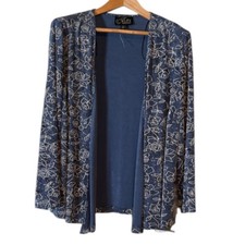 Alex Evenings Blue Floral Glitter Open Front Jacket Formal Wedding Guest 1X NEW