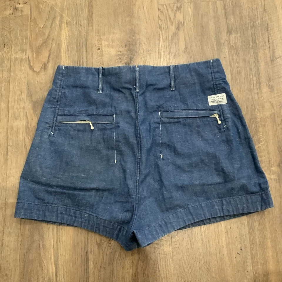 MINI SHORTS G-STAR RAW DENIM-CERRADURA FRONTAL-BOLSILLOS LATERALES-SEXY-AZUL-Talla 27-USADOS Foto 4 de 4