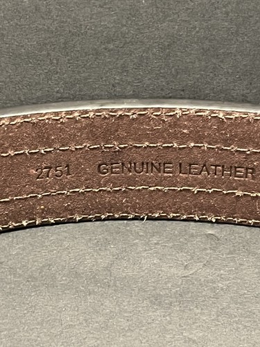 Western Style Belt Men's Leather With Buckle Cowboy Brown Belt 36/38 - Picture 6 of 12