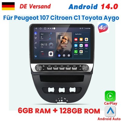 6+128G Carplay Für Citroen C1 Peugeot 107 Toyota Aygo Android Autoradio GPS DAB+