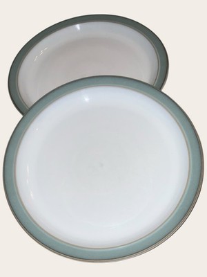 Denby Regency grün 2x Salat Dessert Teller 8,25'' Steinzeug guter Zustand