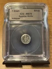 1 Gram Silver Egyptian Montu Antiqued Round ICG MS70 .999 Fine