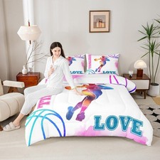 Basketball Lovers Comforter Set Full Size,Modern Sports Games Competition Bed...