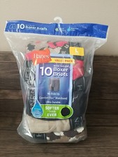 Hanes Boxer Briefs Boys L 12/14 Tagless Cool Comfort 10 Pair Underwear NEW