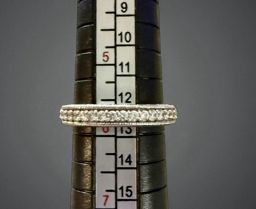 Judith Ripka 925 Sterlingsilber & CZ strukturiertes Milgrain Eternity Band Größe 5 3/4 - Bild 3 von 3