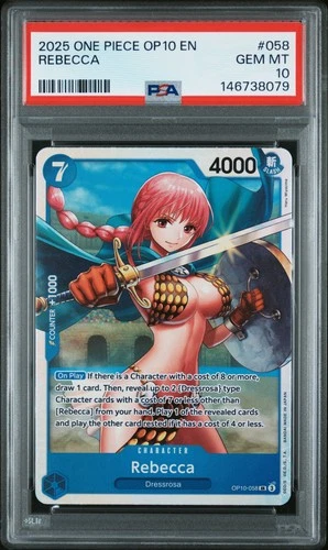 2025 ONE PIECE OP10-ROYAL BLOOD #058 REBECCA PSA 10