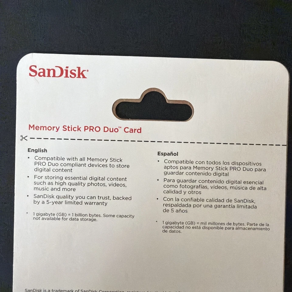 NEW 8gb Sandisk Sony Memory Stick Pro Duo Card for Sony Cybershot Camera PSP - Image 4 of 4