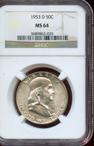 UNITED STATES 1953-D FRANKLIN HALF NGC MS64 AS SHOWN HAVE FUN BIDDING