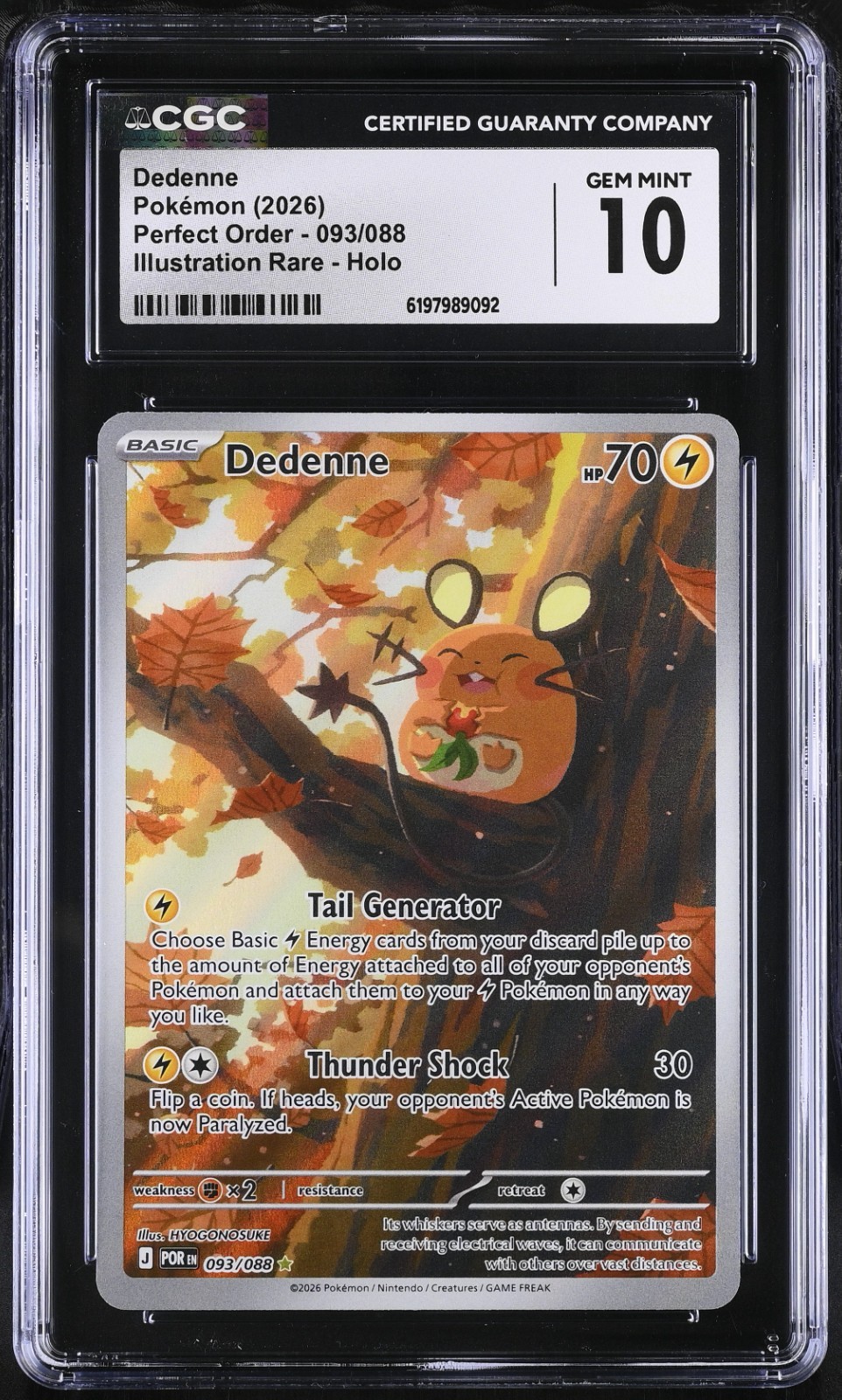 2026 Pokemon Dedenne Perfect Order 093/088 CGC 10 Gem Mint