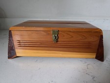 Vintage Art Deco Hand Carved Jewelry Cedar Ch...