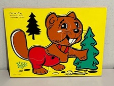 Connor Toy HAPPY BEAVER Wooden Puzzle 8421-1 Made in USA VINTAGE