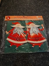 NOS  Vintage 50s 60s Santa  Cardboard Mantle Window Wall Christmas Display Japan