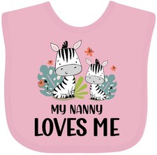 Inktastic Zebra My Nanny Loves Me Baby Bib Grandchild Grandma Grandson Granny