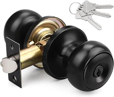 Entry Door Knob with Lock and Key, Secure Keyed Handle Exterior