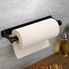 WallMounted Paper Towel Holder SelfAdhesive or Drilling, Black, Kitchen Use