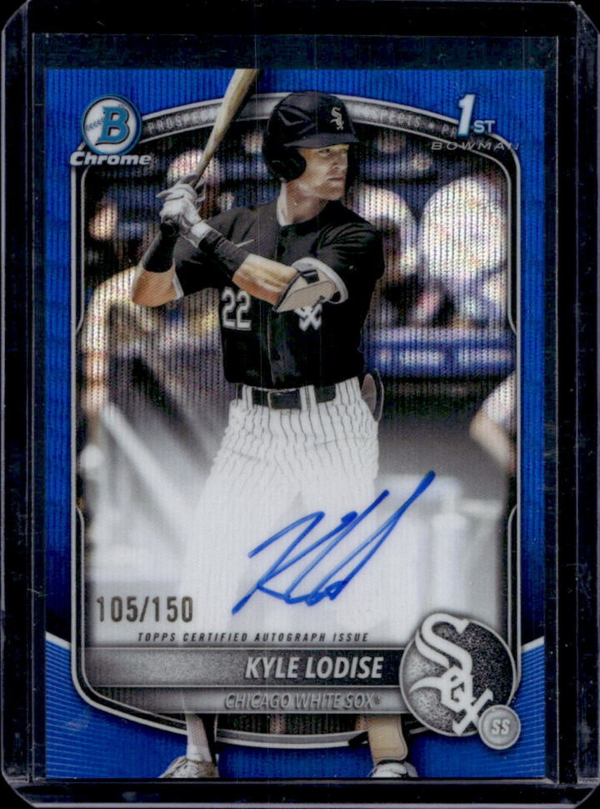 2025 Bowman Draft Kyle Lodise Chrome Auto Blue Wave Refractor 1st #/150