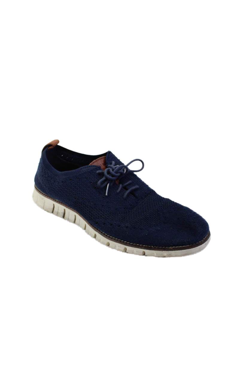 SAOLA Sneakers Cole Haan uomo punta tonda stringate suola gomma blu navy taglia 9 5