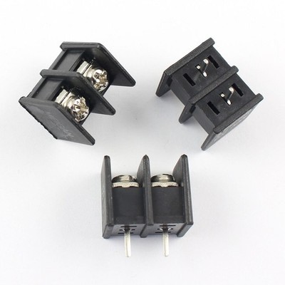 5Pcs Black 7.62mm Pitch 2 Pin Barrier Screw Terminal Block Connector 300V 20A