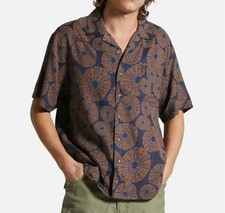 BRIXTON BUNKER SLUB Men's S/S Woven Shirt - XL - Washed Navy/Sepia - NWT