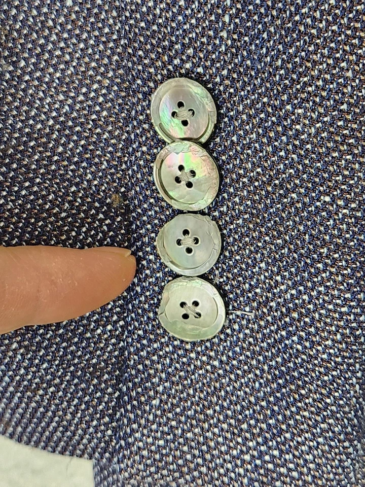 Hugo Boss Jacket Mens 38R Blue Wool Linen Blend Sport Coat Two Button Blazer - Image 4 of 4