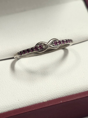 Sterling Silver Pink Ruby Infinity Ring Size 11.25