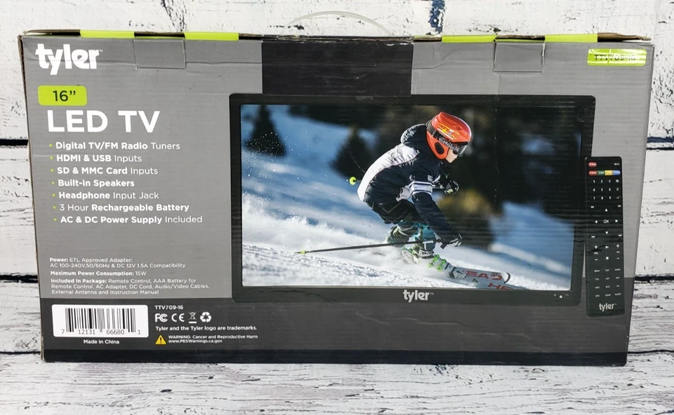TYLER 16" LED TV - Digital TV FM Radio Tuners HDMI/USB Inputs #TTV709-16 Tested - Image 3 of 4