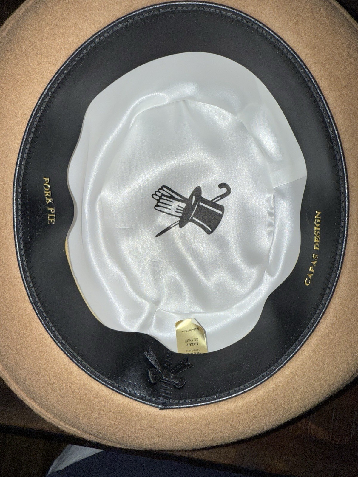 Men's Capas Design 100% Wool Tan Beige Camel Pork Pie Porkpie Hat Large