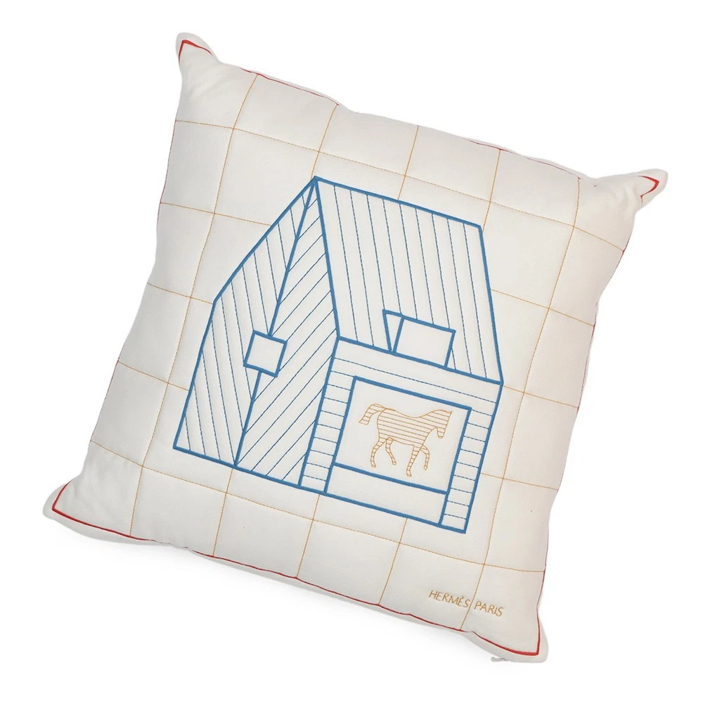 Hermes — HERMES Bag Cushion Size 43x43 Wool97%/Cashmere3% Blue・Bread