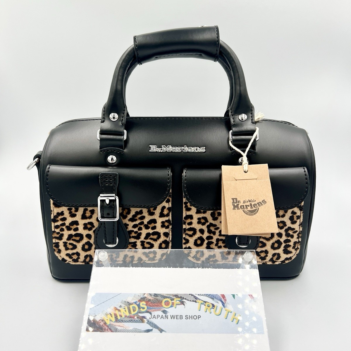 Dr. Martens KIEV Leopard Hair-On Top Handle Bag - Black