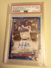 2021 Bowman Chrome SAPPHIRE Maximo Acosta AUTOGRAPH #BSPA-MAC Graded PSA 9 Mint