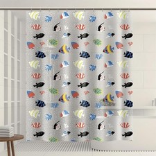 CAPQL Clear Tropical Fish Shower Curtain Liner with Design, Lightweight Plast...
