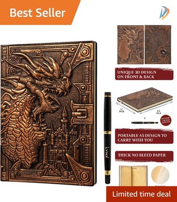 Multipurpose DND Notebook with 3D Dragon Embossing - Perfect for RPG Adventures