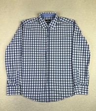 BOSS Hugo Boss Shirt Mens XL Blue Check Cotton Long Sleeve Sharp Fit Button Up