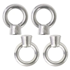 3/8" UNC Marine Grade Lifting Eye Nut, 316 Stainless Steel Threaded Silver 