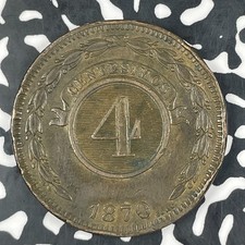 1870 Paraguay 4 Centesimos Lot#C9302 Nice Detail, Rim Hits