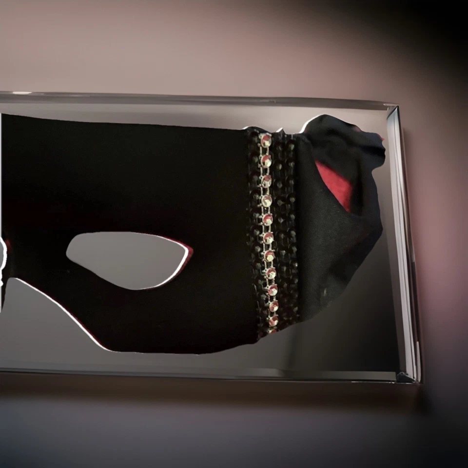 Mardi Gras, Black Satin And Rhinestones Mask - Image 2 of 4